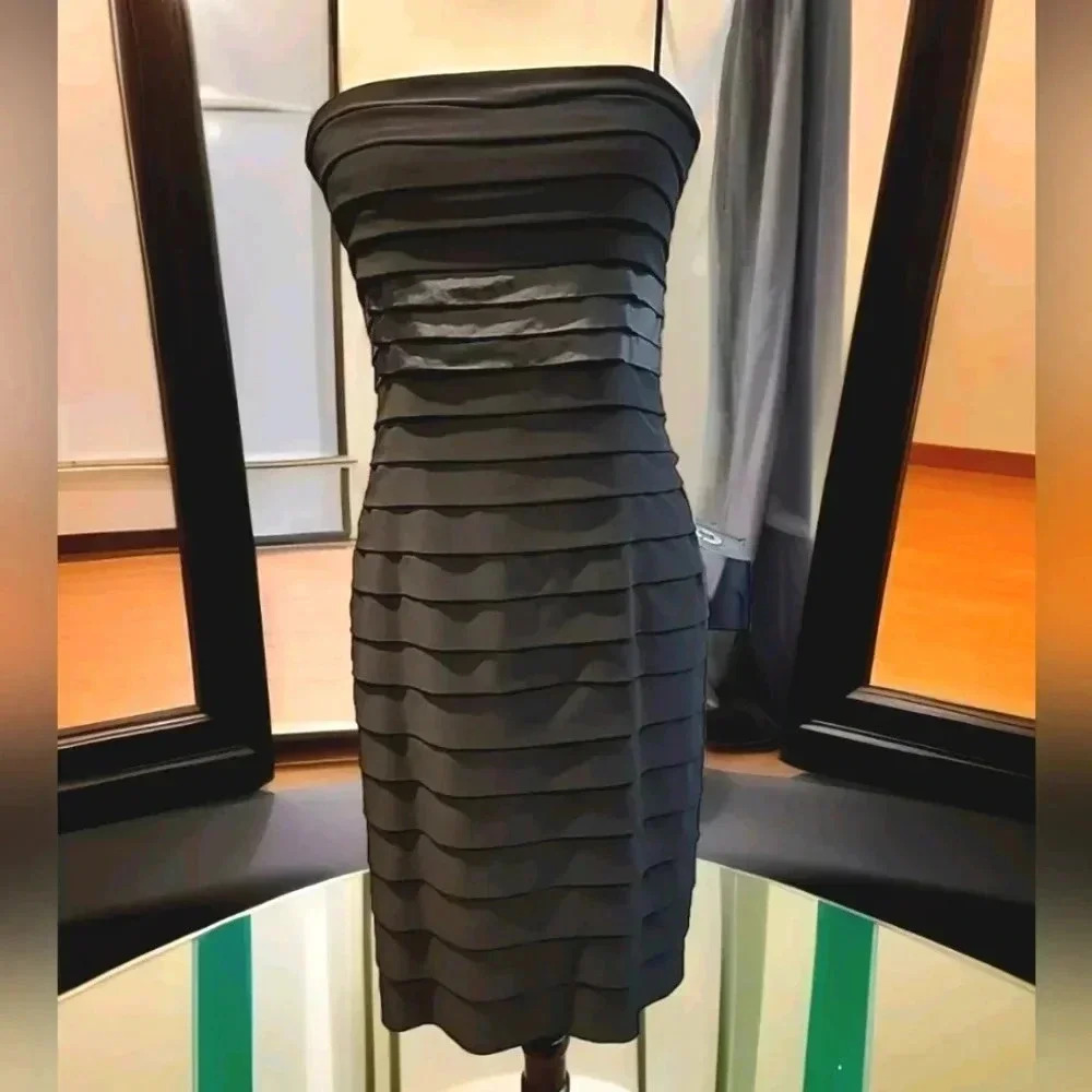 Strapless Black Layered Bandage Dress